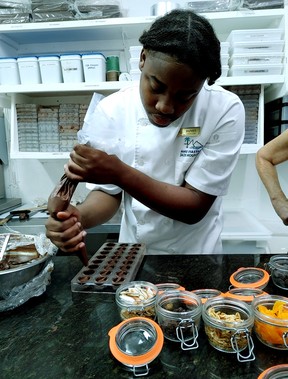 Making chocolate at Jade Mountain
