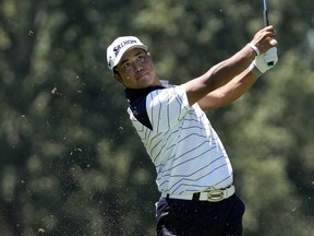 Hideki Matsuyama, de Japón, golpea desde la séptima calle durante la tercera ronda del torneo de golf St. Jude Championship el sábado 17 de agosto de 2024 en Memphis, Tennessee.