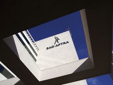 SAG-AFTRA signage is seen on the side of the headquarters in Los Angeles on Friday, Nov. 10, 2023.Hollywood's video game performers voted to go on strike Thursday, July 25, 2024, throwing part of the entertainment industry into another work stoppage after talks for a new contract with major game studios broke down over artificial intelligence protections.