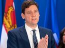 British Columbia Prime Minister David Eby spoke to reporters at a federal meeting in Halifax on Tuesday, July 16, 2024.