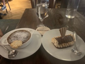 6. Chocolate dessert treats after an excellent meal at Morrisey’s named for the Casino owner, a rogue boxer and politician.