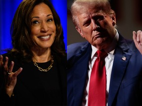 Imagen compuesta de Kamala Harris y Donald Trump