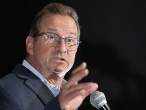 Bloc Quebecois leader Yves-Francois Blanchet speaks to the media on Wednesday, July 31, 2024 in Montreal.