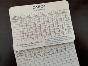 The scorecards for Postmedia's Jon McCarthy after playing 100 holes of golf.