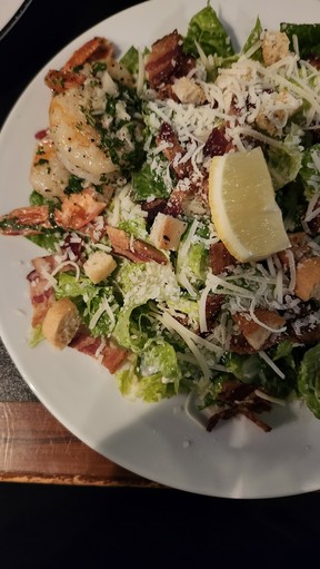 The caesar salad with shrimp at the Black Dog Pub and Bistro in Bayfield, Ont. SARA SHANTZ PHOTO