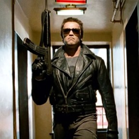 Arnold Schwarzenegger in a scene from the first “Terminator” film.