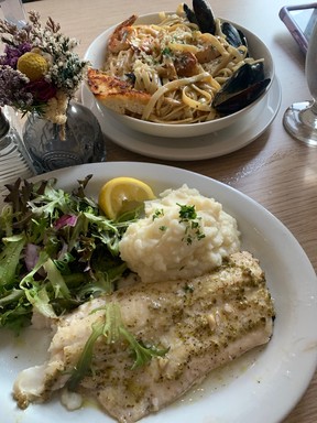 Lobster, seafood and pasta are a specialty at the Kennedy House, one of a cluster of fine New Brunswick fare on Water Street.