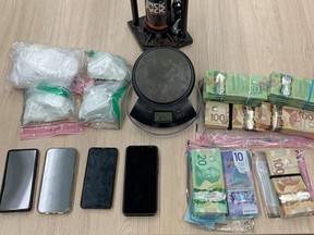 The OPP released this image of items seized during a drug investigation in Thunder Bay last week.
