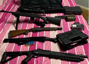 A 46-year-old man faces charges and numerous firearms were seized after a woman was shot at by another motorist while she was driving in Pickering on Friday, Oct. 11, 2024.