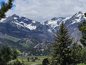 A view of mountain peaks