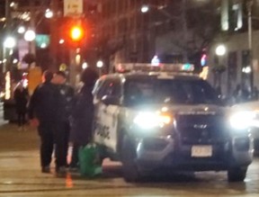 A suspect – later identified as Tyler Michael Warcholyk, 37, of no fixed address, was arrested at King St. W. and Spadina Ave. and charged with two counts of assault on Feb. 23.