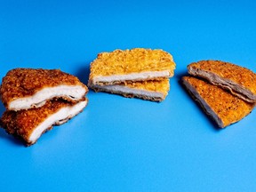 From left to right: Chicken patties from McDonald's McCrispy, Chicken Big Mac and McChicken sandwiches.