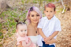 Erika Carr and her kids, Jeremiah, 7, and Aaliyah, 5