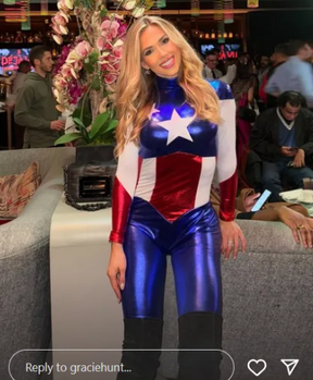 CHIEFS HEIRESS: Gracie Hunt steps out as Captain America. INSTAGRAM