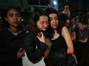 Fans of British singer Liam Payne gather