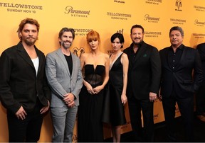 (Left to right) Luke Grimes, Wes Bentley, Kelly Reilly, Kelsey Asbille Chow, Cole Hauser and Gil Birmingham attend Paramount’s “Yellowstone” Season 5 Part 2 Premiere at Museum of Modern Art on Nov. 7, 2024 in New York City.