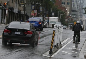 Bike lanes on Yonge Street, north of Bloor Street on July 17, 2021