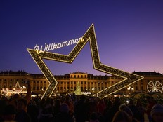 People crowd the Vienna Christmas market