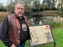 Jeff Pardee, a council member of the Wasoqopa'q-Acadia First Nation, visits the scene in St. Eloui, Belgium, where his great-great-grandfather Sgt. Sam Glaude participated in tunneling operations during the First World War on Thursday, November 7, 2024.