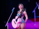 Taylor Swift performs during the sixth and final Eras concert in Toronto at Rogers Centre on Nov. 23, 2024.