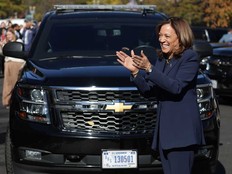 U.S. Vice President Kamala Harris greets White House staff as she returns to the White House on Nov. 12, 2024 in Washington, D.C.