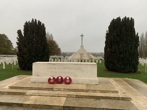 Tyne Cot cemetery, one the largest Commonwealth War Cemeteries in the world, is where 11,956 war dead are laid to rest and 1,011 of those are Canadians, most of whom fell at Passchendaele.
