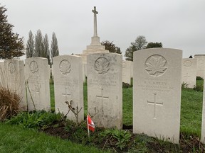 Tyne Cot cemetery, one the largest Commonwealth War Cemeteries in the world, is where 11,956 war dead are laid to rest and 1,011 of those are Canadians, most of whom fell at Passchendaele.