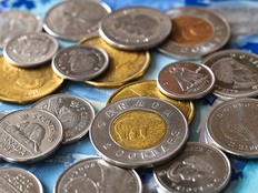 Closeup Canadian money coins