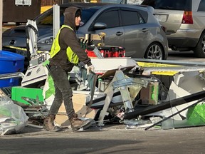 A damaged ATM machine is seen outside a TD Bank after a brazen theft on Dec. 31, 2024.