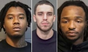 From left, Kyle Cain, Steven Trottier and Jamal Chery are wanted by police.