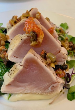 B.C. Albacore tuna with roasted beets and green beans served aboard Rocky Mountaineer.