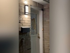 Broken glass on the door of the home of Orangeville, Ont. home invasion victim Theo Meadows. Submitted/Theo Meadows