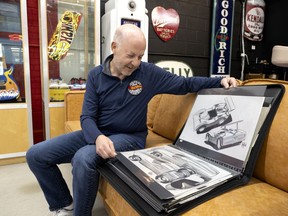 Pascal's Hot Wheels collection features original car sketches and other memorabilia.