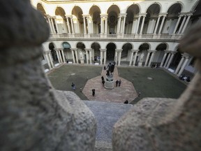 A view of the courtyard at the Pinacoteca Museum of Brera, in Milan, Italy, Wednesday, Dec. 4, 2024.