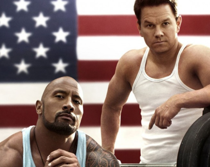 movie made: the sun gym crew were ideal fodder for film. dwayne "the rock" johnson and mark wahlberg. paramount