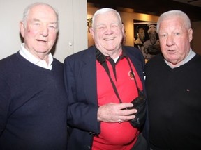 From left, former Toronto Maple Leafs' Dick Duff, Tod Sloan and Ron Hurst.