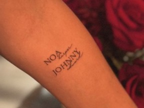 Meredith Gaudreau got a tattoo of her children's names on her arm with Johnny's ashes mixed into the ink.