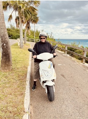 Jane Stevenson enjoys her scooter rental on the south shore of Bermuda (Jane Stevenson/Toronto Sun)
