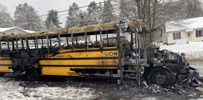 Aftermath of Monday’s school bus blaze in Huntsville. Nobody was injured.