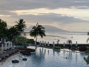 The pool at the Hilton Hotel Tahiti.