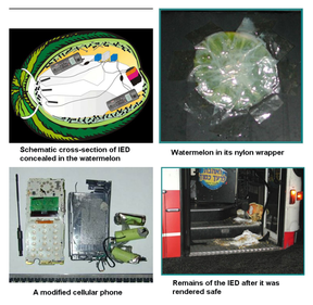 La sandía y otros materiales tenían la intención de matar a unas pocas docenas en un autobús en Israel en 2001