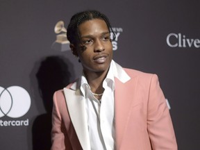 $ AP Rocky en Rapper en Pre-Grame Gala y Beverly Hills el 9 de febrero de 2019, Saludo a los íconos de la industria en California.