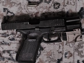 A gun seized during a home invasion investigation.