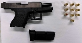 A boy, 17, and a man, 20, faces charges after this loaded Glock 26 handgun was allegedly seized following a violent robbery in North York on Sunday, Jan. 26, 2025.