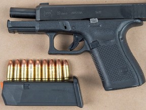 An illegal firearm and ammunition seized by Peel Regional Police.