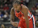 Los Angeles Clippers forward Kawhi Leonard looks on during the second half of an NBA basketball game against the Atlanta Hawks, Saturday, Jan. 4, 2025, in Los Angeles.