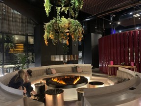 The fire pit area beside the Living Room bar on the sixth floor of