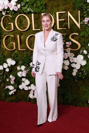 Kate Winslet arrives for the 82nd annual Golden Globe Awards at the Beverly Hilton hotel in Beverly Hills, Calif., on Jan. 5, 2025.
