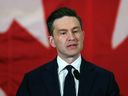 Pierre Polyvrey, el líder del Partido Conservador de Canadá, celebró una conferencia de prensa el jueves 9 de enero de 2025.