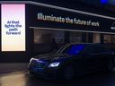 Una exhibición sobre IA se iluminó antes de la Reunión Anual de la Forma de la Economía Mundial en el centro de Davos, Suiza, el domingo 5 de enero de 2021.
